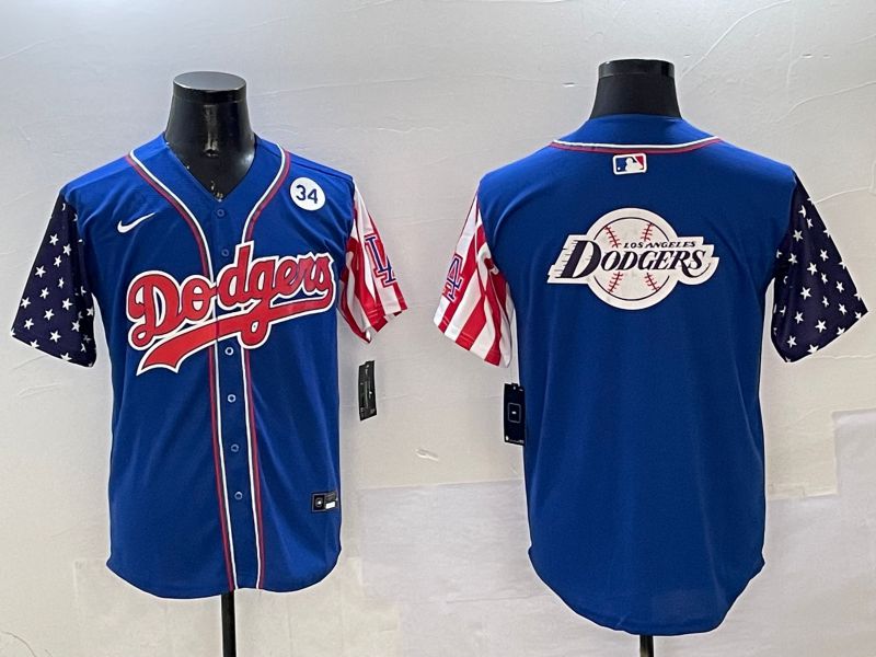Men Los Angeles Dodgers Blank Blue a generation of national flags Joint name 2025 Nike MLB Jersey style 28